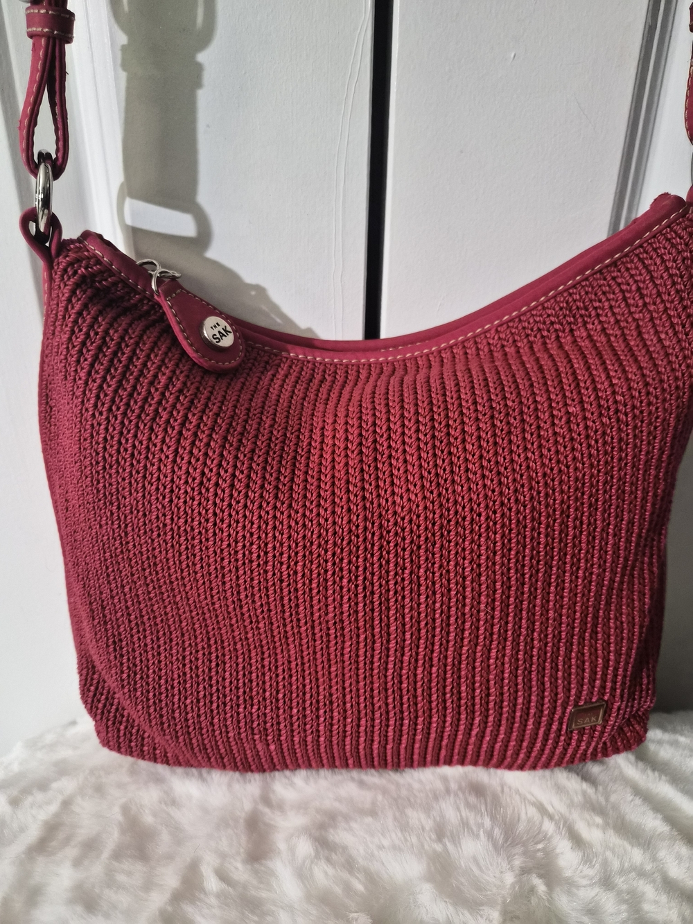 The Sak Red Knit Shoulder Bag